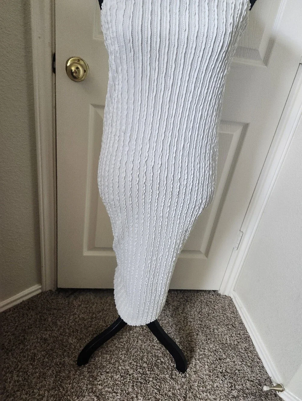 12th Tribe White Textured Halter Midi Dress - Women